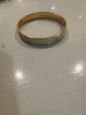 kate spade White Enamel and Gold-Tone Bangle Bracelet
